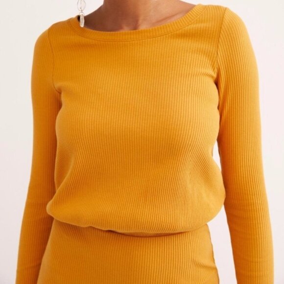 NWT FREE PEOPLE yellow On The Rooftop mini Dress S - Picture 7 of 16